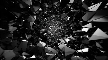 Abstract Black Geometric Tunnel Explosion