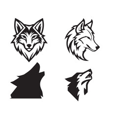 Wolf Icon Set – Minimal Vector Line Icons Wildlife Animal Symbols for Illustration