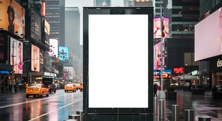 Keuken achterwand New York taxi Blank Billboard in Times Square New York City on a Rainy Day offering advertising space at this  © Niril