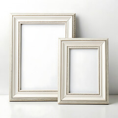 Two ornate white picture frames decorative blank