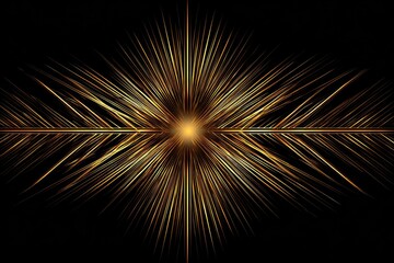 Fototapeta premium Radiating gold lines on a black background.