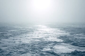 Frozen Ocean Surface With Sunlit Reflections