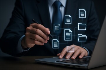businessman working on laptop