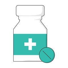 the bottle with the medicine is blue for health. medical device images. medical devices