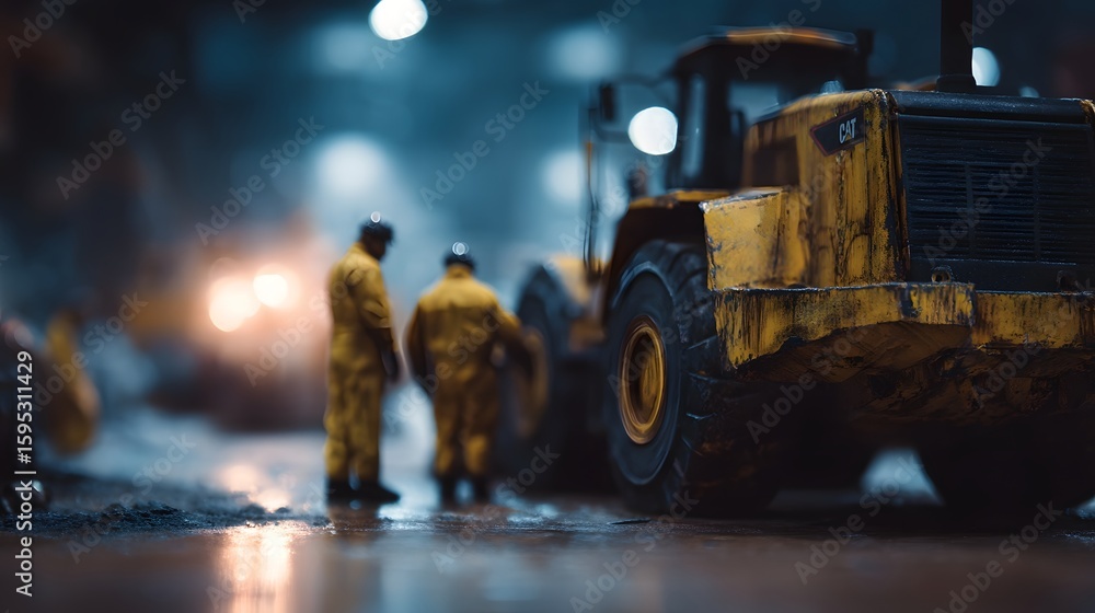 Aufkleber hinery maintenance crew performing routine checks in a workshop setting