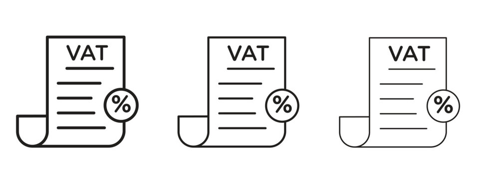 Value added tax VAT icon in stroke art design versions. EPS 10