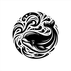 Obraz premium Dolphin swimming in swirling water