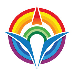 Rainbow with Sky clouds logo design