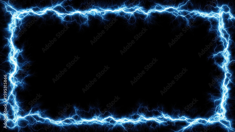 Poster energetic lightning frame. electrifying border design with high voltage style and electric vibes