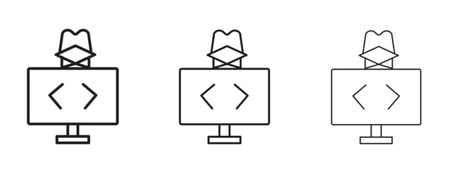 Hacker icon in stroke art design versions. EPS 10 © Bell