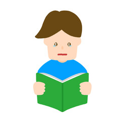 本を読んで感動している男性