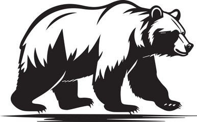 Majestic Silhouette: A striking black and white image of a formidable bear in silhouette, embodies strength and wilderness, making a bold statement.