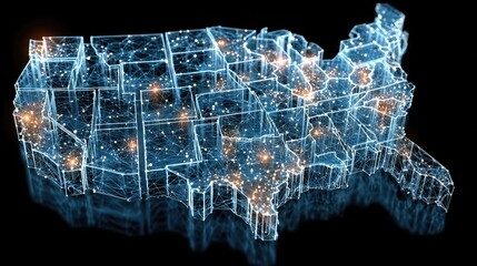 USA map overlaid with blockchain wallet icons and state outlines, representing decentralized crypto usage.