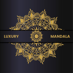 Elegant gold luxury mandala design on dark background