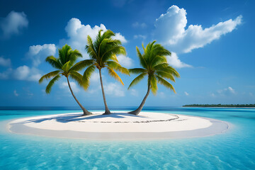 Tropical Island Serenity with Palm Trees Virtual Background