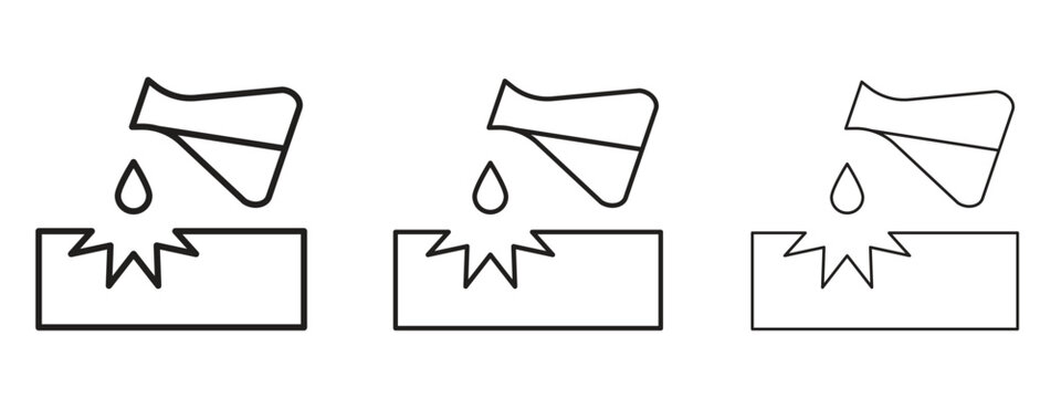 Corrosive substance icon in stroke art design versions. EPS 10
