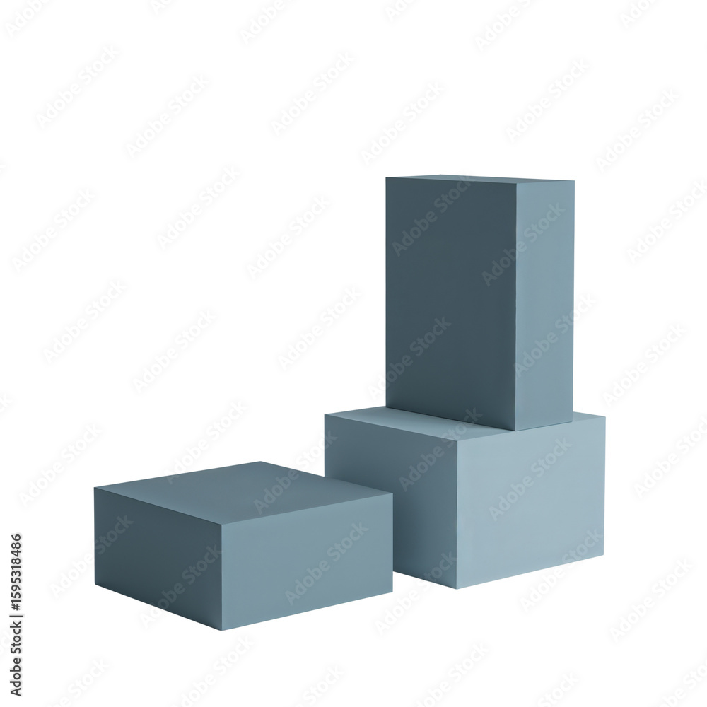 Poster minimalist presentation scene featuring three geometric cubes against an isolated setting