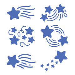 Blue Shooting Star Vector Clipart Set