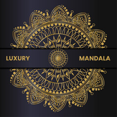 Intricate golden luxury mandala design on dark background