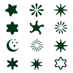 Abstract Star & Moon Icon Set