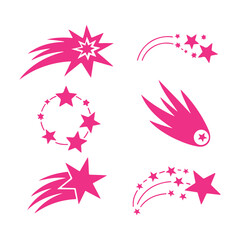Pink Shooting Stars Vector Set 