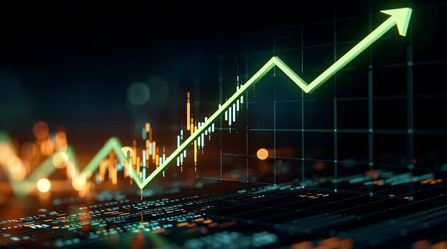 Digital financial chart showing a rising trend