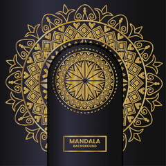 Intricate gold mandala design on dark background