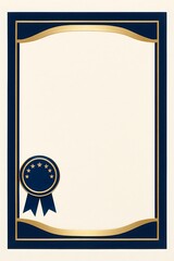 Formal Blue and Gold Certificate Template with Emblem and Ribbon Accents