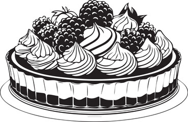 Blackberry Delight: Exquisite pastry with fresh blackberries and whipped cream, a visual symphony of textures and flavors. This detailed image invites you to savor the essence of this baked treat.