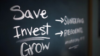 Obraz premium Save Invest Grow A Financial Roadmap on a Whiteboard