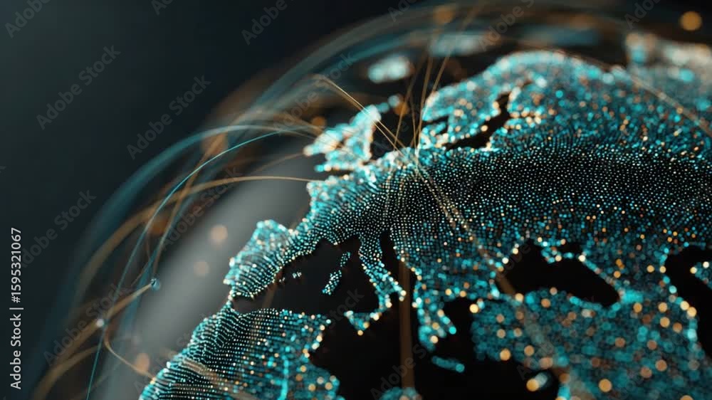 Poster abstract representation of the world map. global network