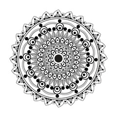 Intricate black and white circular mandala design