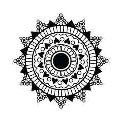 Intricate black and white circular mandala design