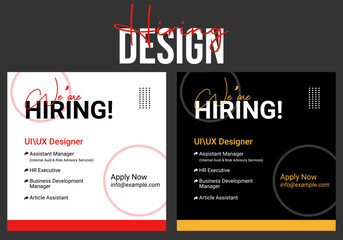 we are hiring social media poster design vector templates