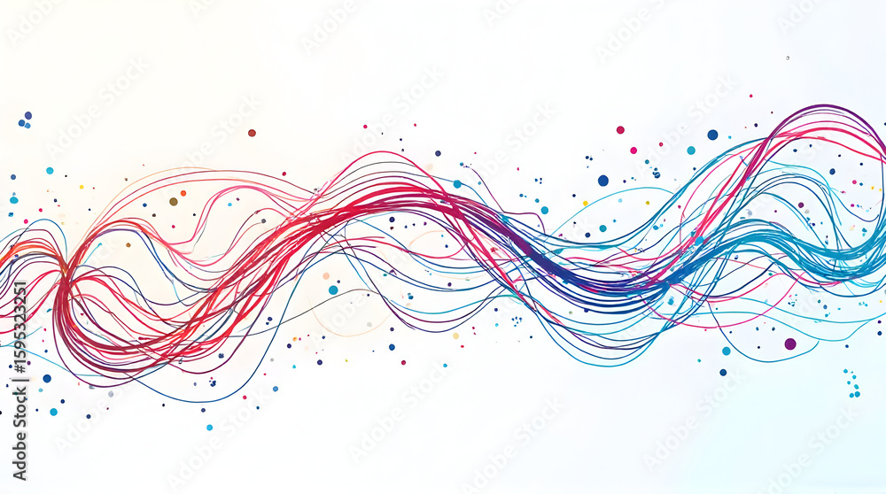 Poster abstract lines and dots background design in red and blue