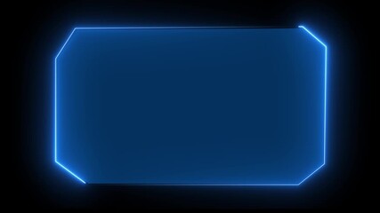 Glowing Sci-Fi Interface HUD Template Futuristic Neon Frame Animation Tech Digital Screen Overlay Animation black background. - Powered by Adobe
