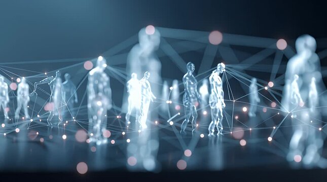 Abstract network of translucent human figures (1)