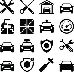 Car repair and automotive icon set