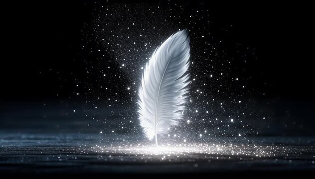 Illuminated Feather with Sparkling Dust