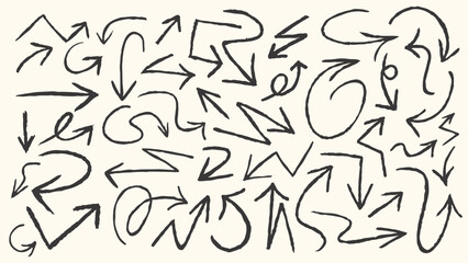 Handdrawn Arrow Collection Directional Sketchy and Stylized Vector Set.