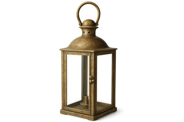 Vintage brass lantern glowing softly, transparent background, radiating warmth for nostalgic design themes