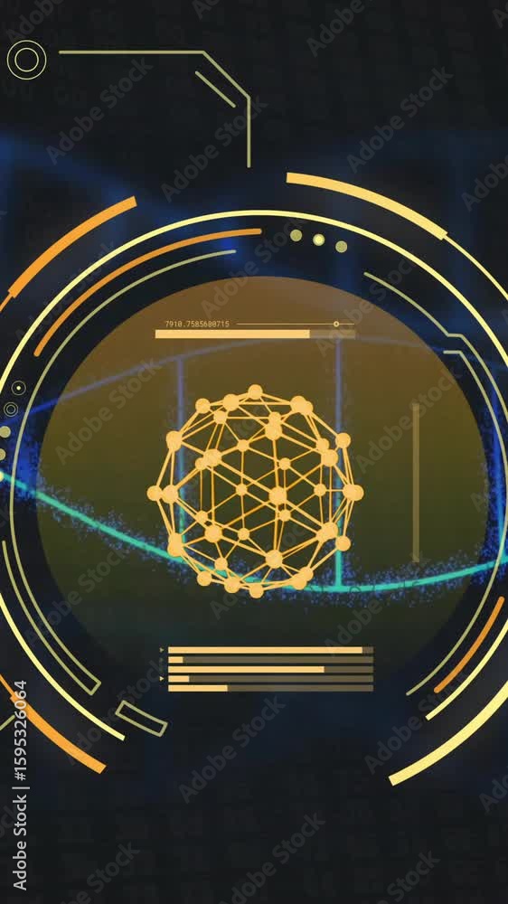 Poster animation of data processing over dna strand on black background