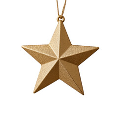 a golden star shaped pendant against a black background. the star has a golden texture that gives...