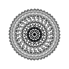 Black and white mandala vector isolated on white. Vector hand drawn circular decorative element.