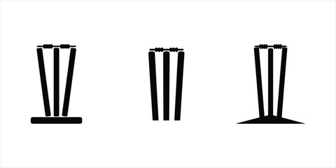 cricket stump silhouette vector hand drawn illustration on white background.