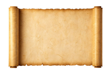 Antique parchment scroll document isolated on transparent background