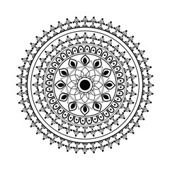 Intricate black and white circular mandala design