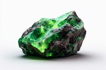 Fototapeta premium A photorealistic geological model with vaporwave retro-inspired green neon crystal surface