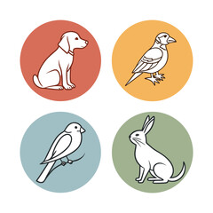 Fototapeta premium Set of 4 animal icons vector