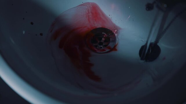 Washing away blood in the sink